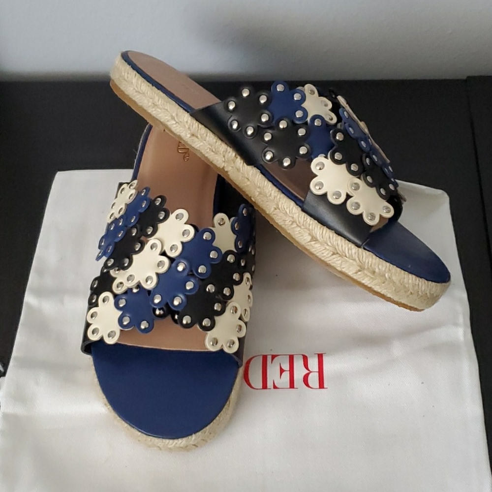 RED VALENTINO Studded Leather Espadrille Sandals